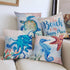 Hexagram Ocean Theme Summer Pillow Covers 18 x 18 Inch Set of 4 Blue Sea Turtle Beach Pattern Soft Linen Throw Pillow Cover Cushion Case for Couch Sofa Living Room Indoor Outdoor Home Decor