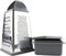 Tovolo Box Grater, Stainless Steel with 4 Sides Best for Parmesan Cheese, Vegetables, Ginger, Nuts with Detachable Storage Container One Charcoal