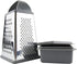 Tovolo Box Grater, Stainless Steel with 4 Sides Best for Parmesan Cheese, Vegetables, Ginger, Nuts with Detachable Storage Container One Charcoal