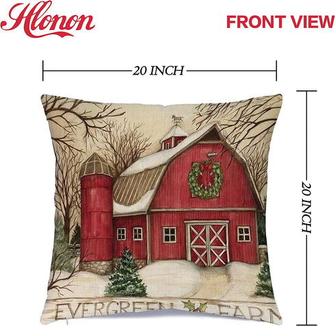 Hlonon Christmas Decorations Christmas Pillow Covers 20 x 20 Inches Set of 4 - Xmas Series Cushion Pillow Cover Custom Zippered Square Pillowcase