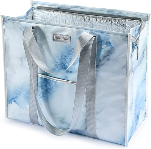 Ladbodun XL Insulated Reusable Grocery Shopping Tote Bag, Insulated Cooler Bags, Waterproof, Sturdy Zipper, Stands Upright