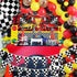 Racing Car Balloon Garland Kit, 126 Pcs Yellow Black Confetti Balloon Arch with 100ft Checkered Flags Banner Checkered Foil Balloons for Let's Go Racing Racing Car Party Decoration