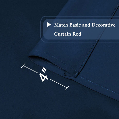 H.Versailtex Thermal Insulated Blackout Adjustable Tie Up Shade Curtain(Rod Pocket)-42" Wide by 63" Long-Solid in Navy(1 Panel)