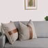 Farmhouse Decoration Pillow Covers 18x18 inch Set of 2 Modern Faux Leather and Ticking Stripe Pillow Covers Boho Indoor Outdoor Decor Cushion Covers for Couch Sofa,Gray
