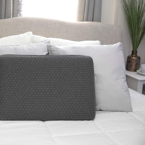 SensorPEDIC Low Profile Memory Foam Pillow, 1 Count (Pack of 1), Grey