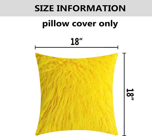 Home Brilliant Yellow Fur Pillow Covers Furry Fuzzy Accent Throw Pillow Covers Easter Decorations Decorative for Couch Sofa Bed, Set of 2 (18 x 18 Inch, Yellow)