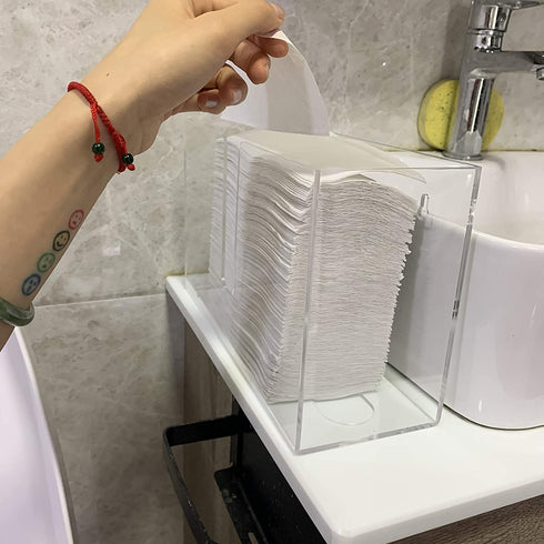 Cq acrylic Wall Mount Paper Towel Dispenser for Z-fold, C-fold, or Multi-fold Paper Towels,Acrylic Paper Towel Holder for Bathroom and Kitchen,Versatile for Wall and Countertop,claer Pack of 1