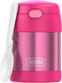 THERMOS FUNTAINER 10 Ounce Stainless Steel Vacuum Insulated Kids Food Jar with Folding Spoon, Pink
