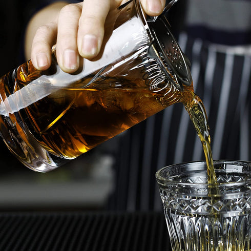 Professional Cocktail Mixing Glass with Seamless and Handblown Construction,Thick bottom, - Clear,Premium,Plain Design,Bar glasses,Best for Bartenders
