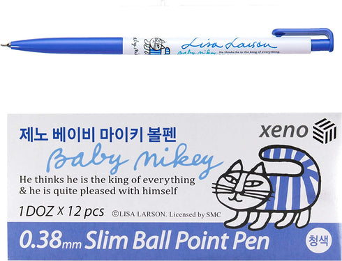 Xeno 0.38mm Slim Ballpoint Pen Shinzi Monpeluche to Baby Mikey Lisa 12 Pack (Blue 12 Pack)