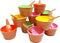 Plastic Ice Cream Cups with Spoons, Festive Dessert Bowls, Assorted Colors (12 Piece Party Pack)