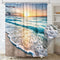 Riyidecor Ocean Beach Shower Curtain Seashore Sunrise 72x72 Inch Sunset Wave Summer Coastal Hawaii Cool Sea Seaside Scene Island Blue Nature Scenery Fabric Set Waterproof Bathroom Decor BB-JWXP
