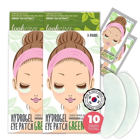 Look At Me Under Eye Mask Dark Circles and Puffiness (10 Pairs). Korean Skin Care Green Tea Hydrogel Eye Patch / Under Eye Pads. Dark Circle Remover and Collagen Eye Mask for Puffy Eyes.