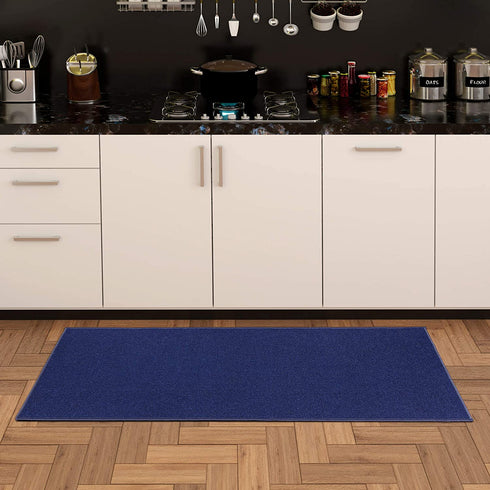 Sweet Home Stores Sweethome Collection Solid Design Rubberback Runner Rug, 2'3" x 6', Navy