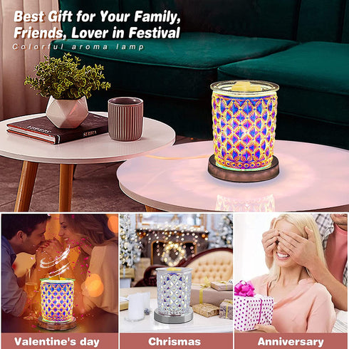 Tensun Electric Wax Warmer - Crystal Wax Warmer for Scented Wax, 3D Touch Candle Wax Melt Burner Fragrance Wax Diffuser Oil Burner with Dimmable for SPA Home Decor Office Bedroom, Best Gift