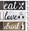 9PCS Kitchen Wall Decor Wooden Home Signs, Rustic Love Drink Eat Signs Kitchen Decor Home Wall Plaque with Hanging Hole and Invisible Nails, Kitchen Art Dining Room Bar Cafe Decoration