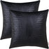 BRAWARM Black Leather Pillow Covers 20 X 20 Inches Cushion Covers Set of 2, Black Decorative Crocodile Pillow Covers, Black Leather Pillow for Living Room Garden Couch Bed Sofa