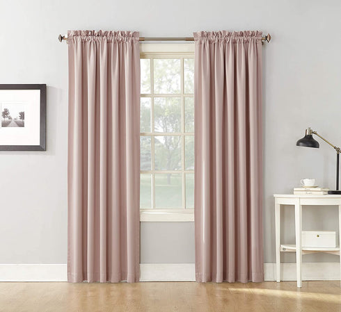 Sun Zero Barrow Energy Efficient Rod Pocket Curtain Single Panel, 54" x 84", Blush Pink