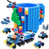 Build on Brick Mug for Kids Adults Boys, Cusod Novelty Coffee Mugs Compatible with Lego, Fun Coffee Mugs for Birthday Festival Gift Ideas, 16OZ Unique Cool DIY Cups, Block Buddy Mug with 6 in 1 Blocks