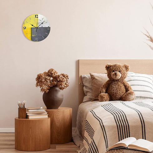 GeTJonesRiGhT Grey and Yellow Decorative Wall Clock, Street Modern Rock Abstract Square-Silent Wall Clock, Best Gift for Loved Ones, Friends, Couples -10 inches