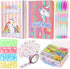 YOYTOO Unicorn Diary for Girls, Unicorn Stationery Set, Notebook, Pen, Stickers, Mini Stamps Set, Drawing Stencils, Unicorn Journal Gift for Drawing Writing for Girls Kids Ages 4-12