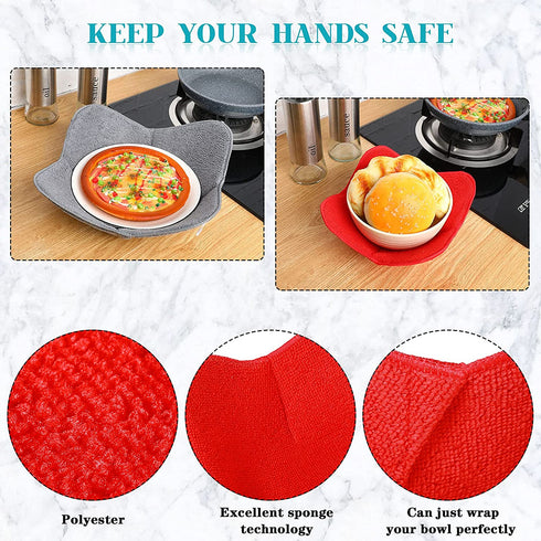 8 Pieces Bowl Cozy Holder Multi Color Microwave Safe Bowl Huggers Polyester Bowl Holder Plate Huggers Protect Your Hands from Hot Dishes for Heating Soup (Gray Large Bowl Holder)