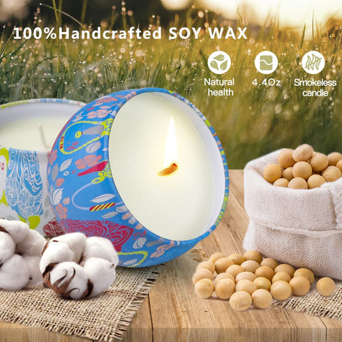 Lavender Scented Candles Gifts for Women, Soy Wax Stress Relief Candles Set, Aromatherapy Candles for Home Scented, 4 Pack 4.4 Oz Each