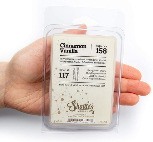 Shortie's Candle Company Vanilla Wax Melts Variety Pack - Vanilla Bean, Vanilla Maple, Cinnamon Vanilla - Formula 117-3 Highly Scented 3 Oz. Bars - Made with Natural Oils - Vanilla Warmer Wax Cubes