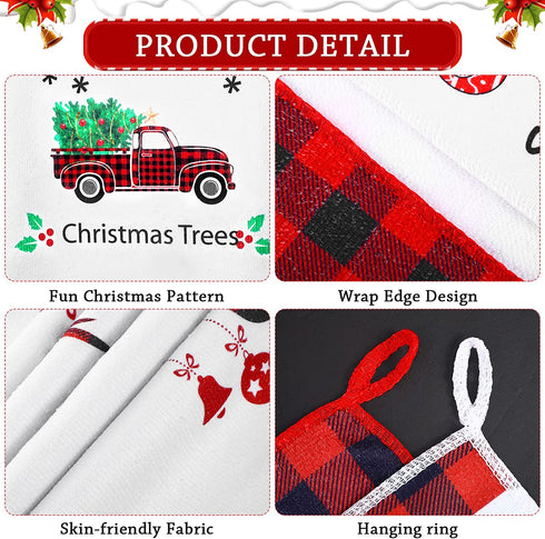6 Pieces Cotton Christmas Kitchen Towels Buffalo Plaid Christmas Kitchen Towels and Dish Towels Christmas Kitchen Decor Hand Towels for Decorations , Favors Cooking and Baking ,16 x 24 Inch