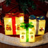 Glory Island Christmas Decorations Lighted Boxes, Set of 3 Lighted Merry Box, Santa Claus Snowman Pattern Box for Xmas Tree Indoor Outdoor Home Fireplace Yard Garden