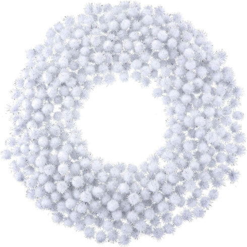 Hestya 500 Pieces 0.5 Inch Christmas Pompoms Glitter Pom Poms for Craft Making and Hobby Supplies (White)