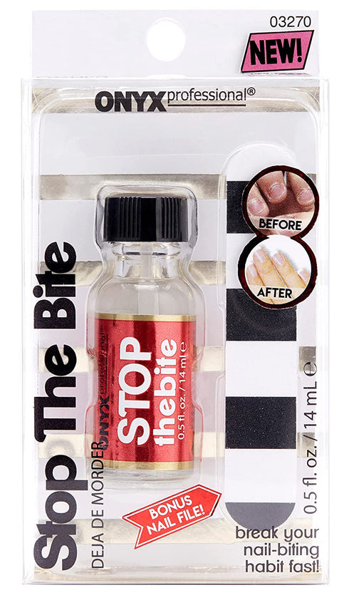 Onyx Professional "Stop The Bite" Nail Biting & Thumb Sucking Deterrent Polish 0.5 fl oz - Helps Nails Grow & Can Be Used As Top or Base Coat