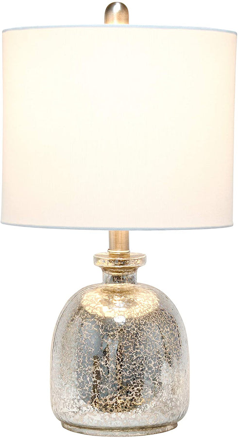 Elegant Designs LT3335-MUR Textured Glass Table Lamp, Mercury/White