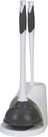 Clorox Toilet Plunger and Bowl Brush Combo Set with Caddy, 6.75" x 7" x 19.5", White/Gray