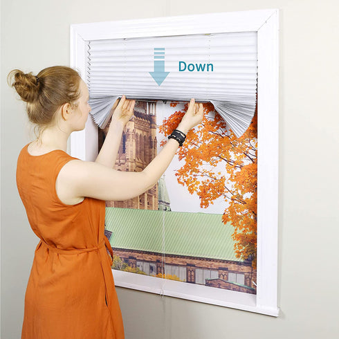 Easy Up & Down Room Darkening Pleated Shade, Temporary Window Blind, Heat & Sun Protection, 36in x 72in (Fits Window Width18-36") , 2-Pack, Operating with Pull Cord , Easy Trimming & Installing