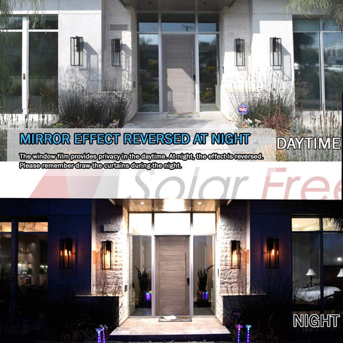 Solar Free One Way Window Film Mirror Reflective Privacy Window Tint for Home Office, UV Blocking Heat Control Glare Reduction Non-Adhesive (Dark Silver, 36in x 15ft)