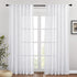 PONY DANCE Sheer White Curtains - Linen Curtains 84 inches Long for Living Room Delicate Back Tab Semi-Sheer Privacy Window Covering for Bedroom, 52" W x 84" L, 2 PCs