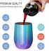 CHILLOUT LIFE Stainless Steel Wine Tumblers 2 Pack 12 oz - Double Wall Vacuum Insulated Wine Cups with Lids and Straws Set for Coffee, Wine, Cocktails (Mermaid Sparkle)