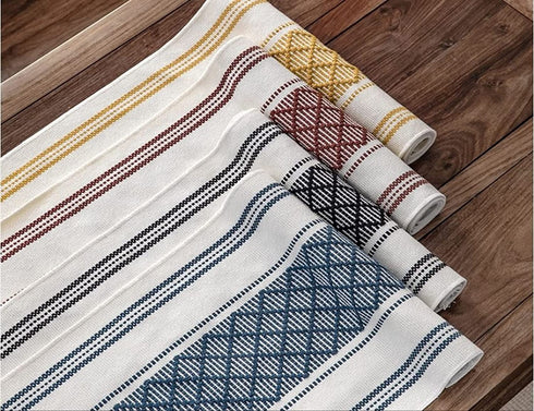 LEVIMETREE Moroccan Table Runner 14 X 72 in, Boho D©cor Washable Natural Burlap Table Runner, Tufted Tassels for Bohemian Wedding Bridal Shower Table Mat Rustic Farmhouse Dining Table D©cor, Red