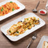 Dizada Large Serving Platter Set - 14/16 inch White Rectangular Dessert Plate/Salad Plates - Serving Trays for Parties, Sushi, Oven Safe Dinnerware Set of 2, White