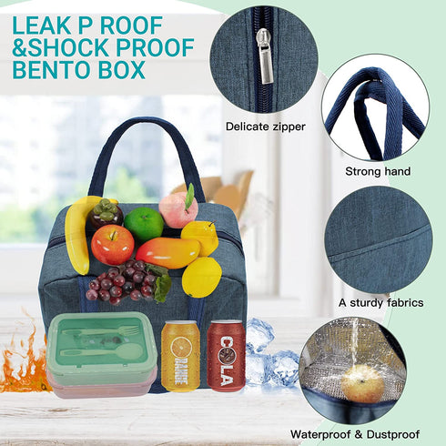 Ascism Bento Box for Adults-Portable Leakproof Lunch Box for Kids,1400ml Food Containers Insulated with Divider,Microwave Safe,for Office School Camp Picnics(With lunch Bag,Utensils)