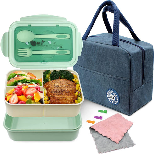 Ascism Bento Box for Adults-Portable Leakproof Lunch Box for Kids,1400ml Food Containers Insulated with Divider,Microwave Safe,for Office School Camp Picnics(With lunch Bag,Utensils)
