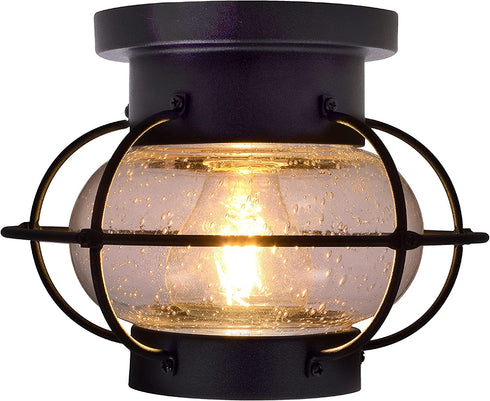SYLVANIA Vintage Essex Cage Light Fixture, Semi-Flush Mount with 1 60W LED Dimmable Bulb Included, Dimmable (75515)