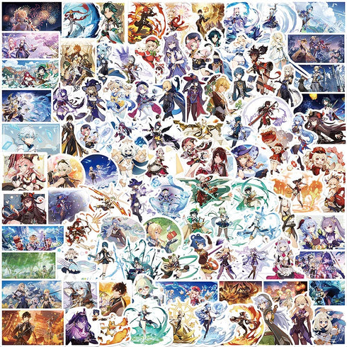 Genshin Impact Stickers 100pcs Video Game Stickers Waterproof Vinyl for Laptop Hydroflask Water Bottle Skateboard Luggage (100, Game)