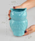 HOME-X Large Owl Design Ceramic Cooking Utensil Holder, Kitchen Decor for Cooking Accessories, Ceramic Utensil Holder-Multipurpose- Aqua Blue-7? H x 4? D