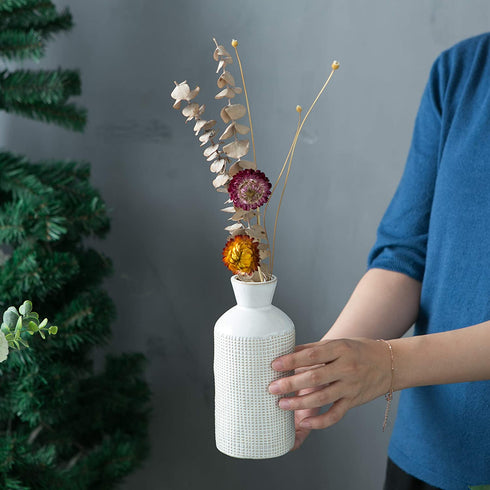 Jojuno Gray White Finish Ceramic Flower Vase Home Decor Vase and Table Centerpieces Vase for Friends and Family, Christmas, Wedding, Bridal Shower