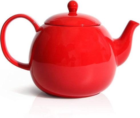 Sweese 220.104 Porcelain Teapot, 40 Ounce Tea Pot - Large Enough for 5 Cups, Red