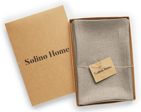 Solino Home Linen Dinner Napkins 20 x 20 Inch, Natural Set of 4, Fete, Handcrafted and Machine Washable Natural Fabric European Flax