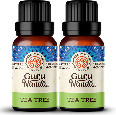 Tea Tree Essential Oil (Pack of 2 x 15 ml) - 100% Pure Therapeutic Grade, Essential Oil for Skin, Nails, Hair, Acne, Dandruff Control, Use in Aromatherapy Diffuser, Skin Care & Beauty - GuruNanda