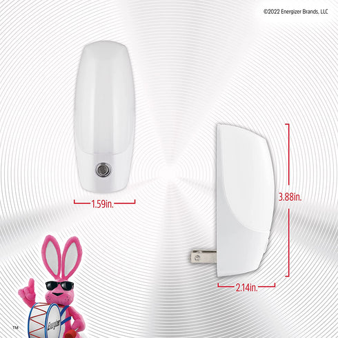 Energizer LED Automatic Night Lights, Plug-in, Soft White, Light Sensing, On at Dusk, Off at Dawn, Energy Efficient, Ideal for Bedroom, Bathroom, Kitchen, Hallway, Staircase, 37101, 2 Pack,